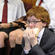 Chorister Patrick Manning fortifies himself for the feature duet, "Pie Jesu", with Dame Malvina Major.