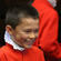 No stagefright evident here: Chorister Nathanael Wain before the memorial service. 