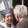 Bishop Katharine greets one of the long line of wellwishers after yesterday's Eucharist at Auckland's Holy Trinity Cathedral.