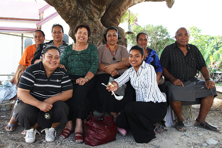 Back row, from left: Sela, Temaleti, Rev.Colleen, Vika, Keleni and Fr Joe. Front: Tupou and Kaufo'ou - all helped bring the project to pass. 