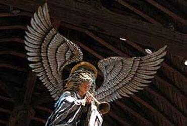 This Gabriel sculpture, usually found in ChristChurch Cathedral, is being suspended above Worcester St. Photo/The Press 