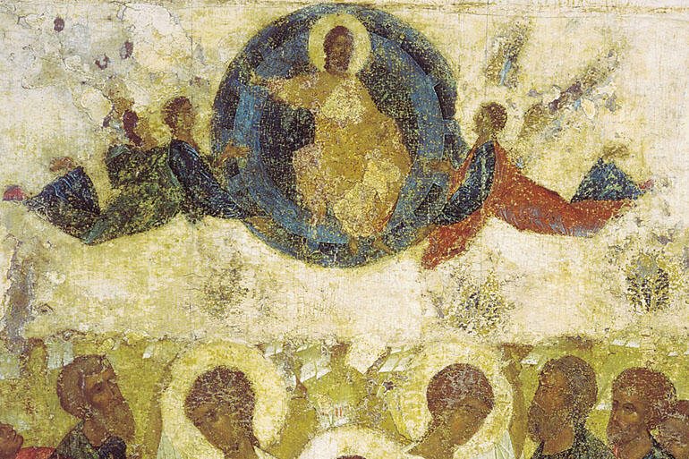 Detail from Christ ascends in glory by By Andrej Rublëv and Daniil, 1408. Photograph: John Petrov at http://lj.rossia.org