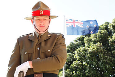 A soldier at the National War Memoiral in Wellington. Photo: Maarten Holl/Dominion Post