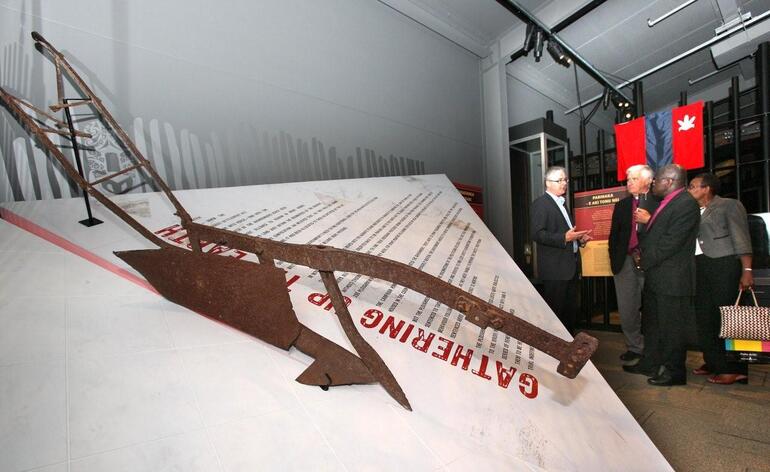 This plough, displayed at Puke Ariki, the region's museum, is an icon of non-violent dissent. It was used at Parihaka.