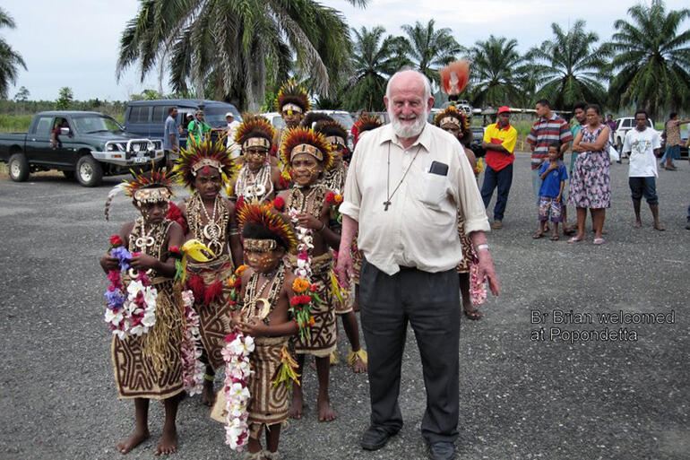 Br Brian welcomed back to Popondetta in 2009 - for the 50th anniversary celebrations of the arrival of the first Franciscan brothers to PNG.