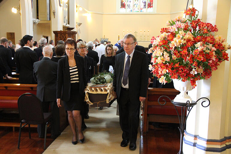The pallbearers were led by Br Brian's nephew and niece, David and Anne Harley.