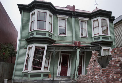 A collapsed house in Christchurch's Chester Street East. Photo: John Kirk Anderson/The Press  
