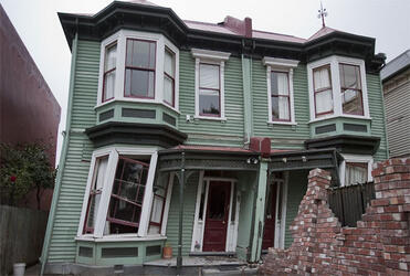 A collapsed house in Christchurch's Chester Street East. Photo: John Kirk Anderson/The Press  