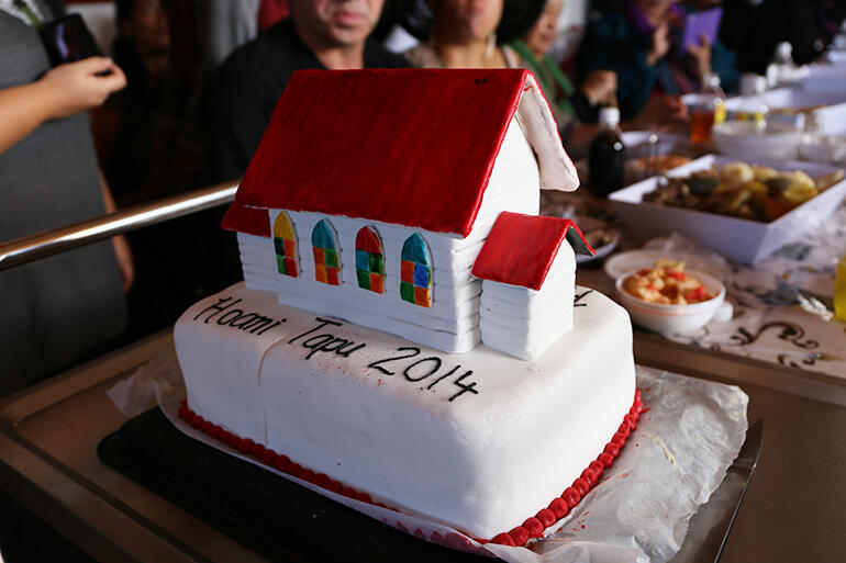 The celebration cake for the rededication of St John's Rangitukia.