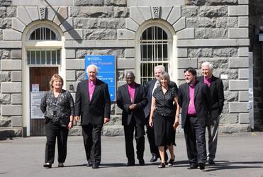 Bishop Philip (front right) escorts the Archbishop of York, Dr John Sentamu, on a visit to New Plymouth Prison in March 2010.