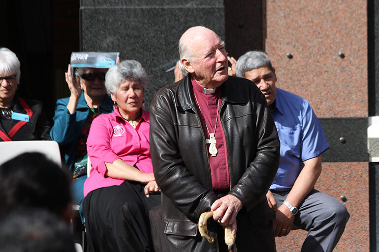 Bishop George Connor, who was the lead speaker for the tangata whenua. Bishop George Connor, who was the lead speaker for the tangata whenua.