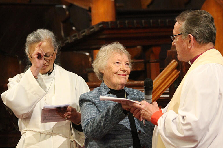 Archbishop John admits Joan Neild to the office of Mothers' Union Provincial President.