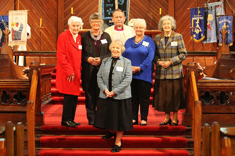 Joan Neild, in the foreground, with some of the MU leadership team. Joan Neild, in the foreground, with some of the MU leadership team.