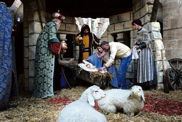 Bethlehem life: a Palestinian man sets up a scene at the Church of the Nativity. Photo/ AP
