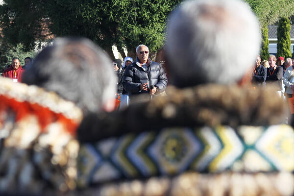 Archbishop Winston Halapua responds to the tangata whenua welcome. Archbishop Winston Halapua responds to the tangata whenua welcome.