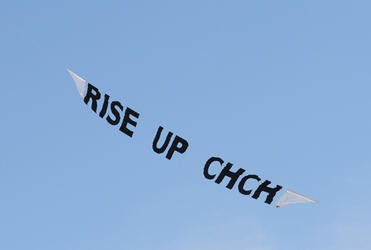 This aerial banner above Hagley Park caught the mood.