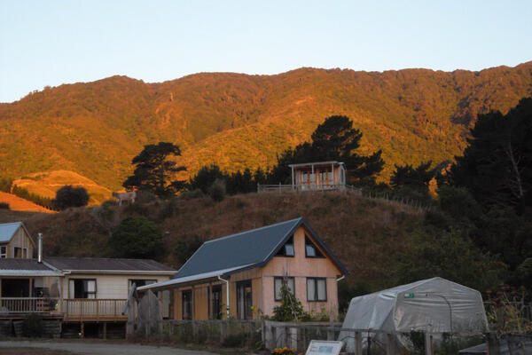 ‘I will look to the hills from whence comes my help...’ Looking up Ngatiawa's main drag towards the Tararuas.