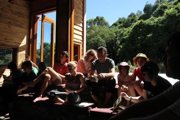 Midday silent meditation in the Chapel of Tarore. The midday Eucharist is an anchor for Ngatiawa's community life.