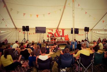 Inside the main marquee.