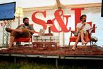 The  main stage in the marquee at the Festival of Salt and Light.