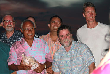 Leaving in good spirits: L-R Bishops Kelvin Wright, Winston Halapua, Kito Pikaahu, Philip Richardson and David Rice.