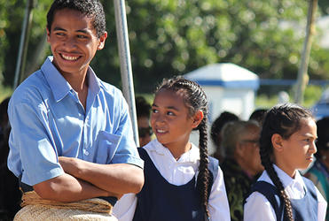 Ready smiles from some of the kids at the St Andrew's School welcome.