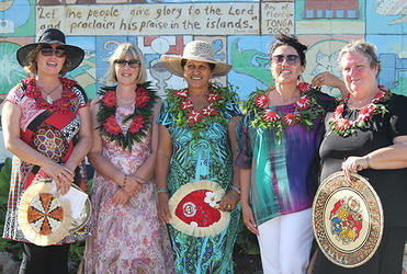 Spouses at St Andrew's School: L-R Tracey Cappel Rice, Belinda Holmes, Kamana Katene, Lenore Pikaahu, and Sue Halapua.