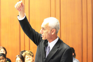 Tom Poata, the Vicar of St Faith's ohinemutu, gave a spirited response for the manuhiri.