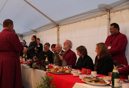 "And when you see the Queen - can you ask her if we can have our land back?" Bishop John's quip draws gales of laughter.