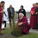 Archbishop Rowan plants a kowhai on the site where Waipounamu will erect a new church and community centre.
