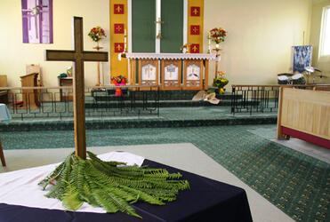 At Holy Trinity Greymouth this weekend, parishioners and visitors were invited to lay a fern frond at the foot of the cross.