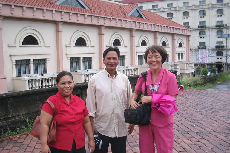 NZCMS missionary Dianne Bayley with colleagues in the Philippines, where she serves as National Director of 'Children’s Bible Ministries'. NZCMS missionary Dianne Bayley with colleagues in the Philippines, where she serves as National Director of 'Children’s Bible Ministries'.