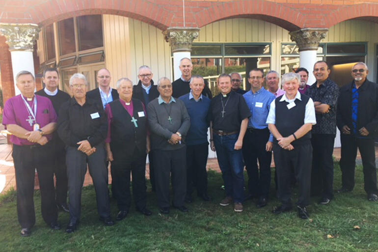 The Anglican and Catholic bishops gathered at the Home of Compassion, Island Bay. Amanda Gregan photo.