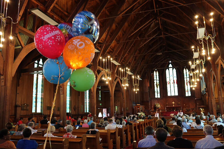 St Mary's in a festive mood: the view from the back during the service.