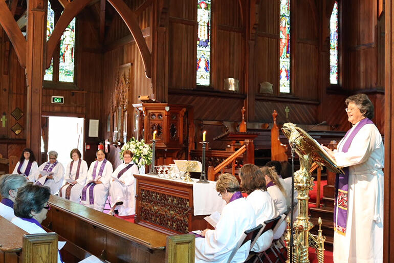 The Rev Jenny Quince at the lectern in St Mary's. The Rev Jenny Quince at the lectern in St Mary's.