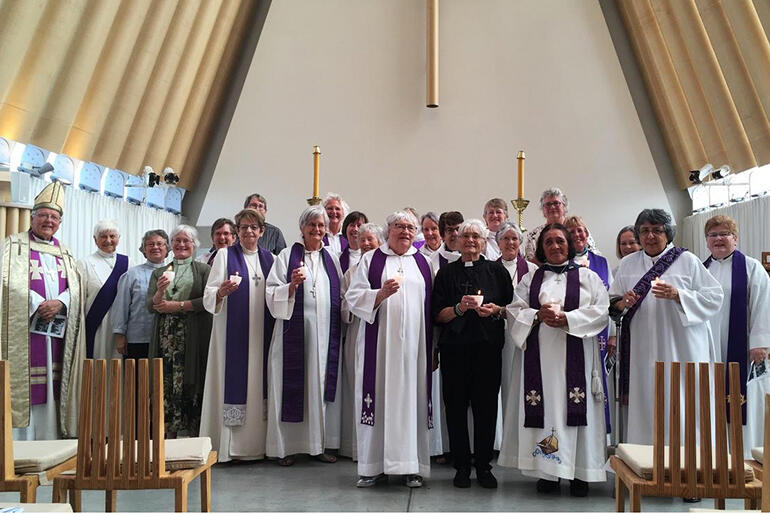 Women priests gathered in Christchurch's Transitional Cathedral. Pic by The Rev Jenny Wilkens.