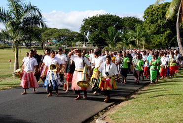 Tongan brass band leads the way.