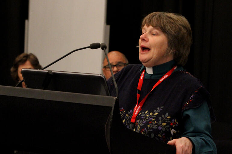 Rev Vicki Terrell encourages delegates to see people with disabilities as part of the body of Christ.