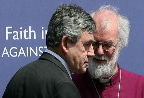Gordon Brown compares notes with Rowan Williams. Photo: Lewis Whyld/PA