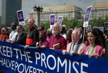 The Archbishop of Canterbury leads marchers through London.