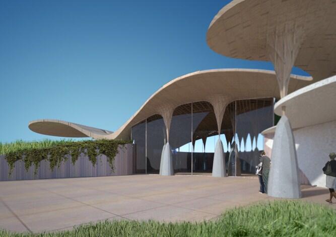 An artist's impression of the Pip Cheshire-designed Gathering Place - which will be the arhitectural centrepiece of the project. An artist's impression of the Pip Cheshire-designed Gathering Place - which will be the arhitectural centrepiece of the project.