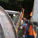 A demolition worker cuts up the fallen bell frame at St Mary's in Merivale. Photo: Lloyd Ashton