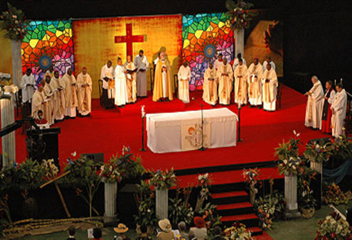  Bishops of the West Indies join the Archbishop of Canterbury to concelebrate the ACC's opening Eucharist.