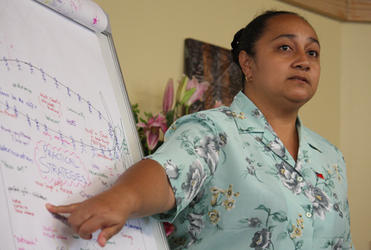 Quandolita Reid-Enari from Samoa was chosen to report the responses of a women's caucus back to the full IAFN gathering.