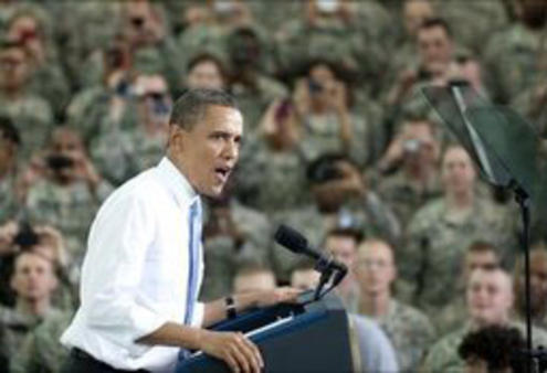 President Obama thanks the military for taking out Osama bin Laden.