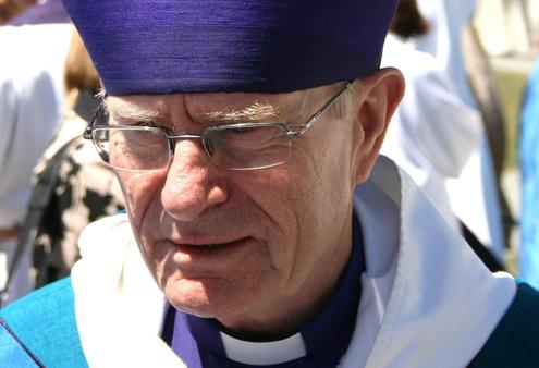 The Bishop of Wellington, Rt Rev Dr Tom Brown, at Rangiatea in February 2008, during his diocese's 150th anniversary celebrations.