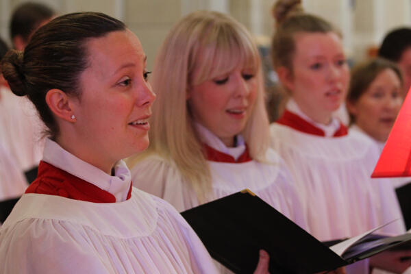 Cathedral choir members at the ACC's opening Eucharist: (from left) Rebecca Guest, Sarah Harris and Emily Harris.