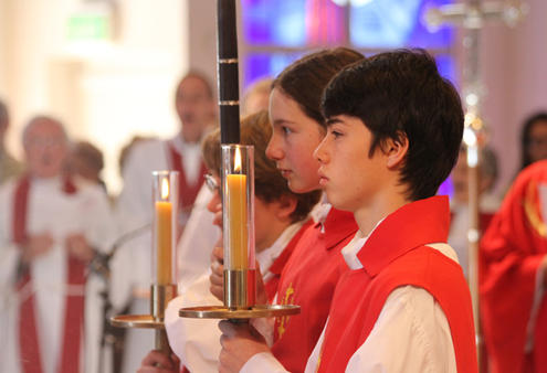 Servers at the ACC's opening Eucharist in Holy Trinity Cathedral: Campbell Thomson and Emily Griffiths.