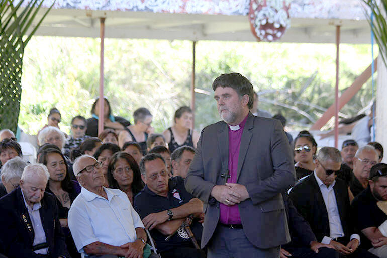 Archbishop Philip Richardson pays his respects at Kauaetangohia. Archbishop Philip Richardson pays his respects at Kauaetangohia.