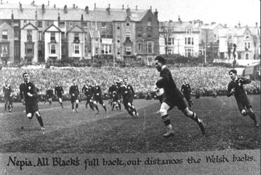Thanks to George Nepia, the All Blacks won this 1924 encounter with Wales, 19-0.